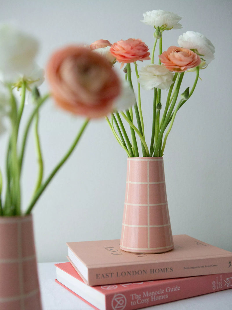 The Small Home check vase multi H17cm (British brand)