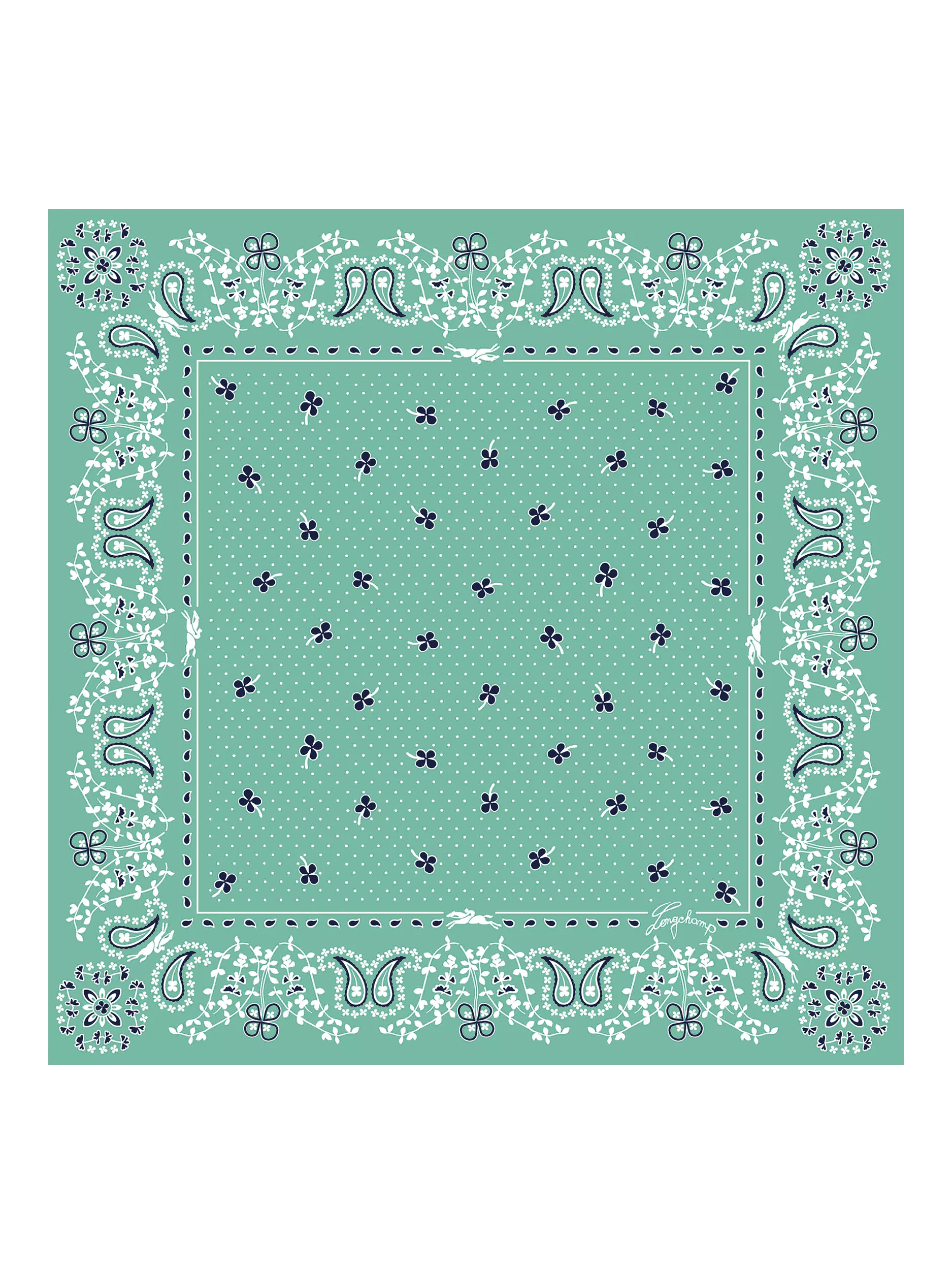 Longchamp silk bandana scarf mint 50cm, imported from the UK
