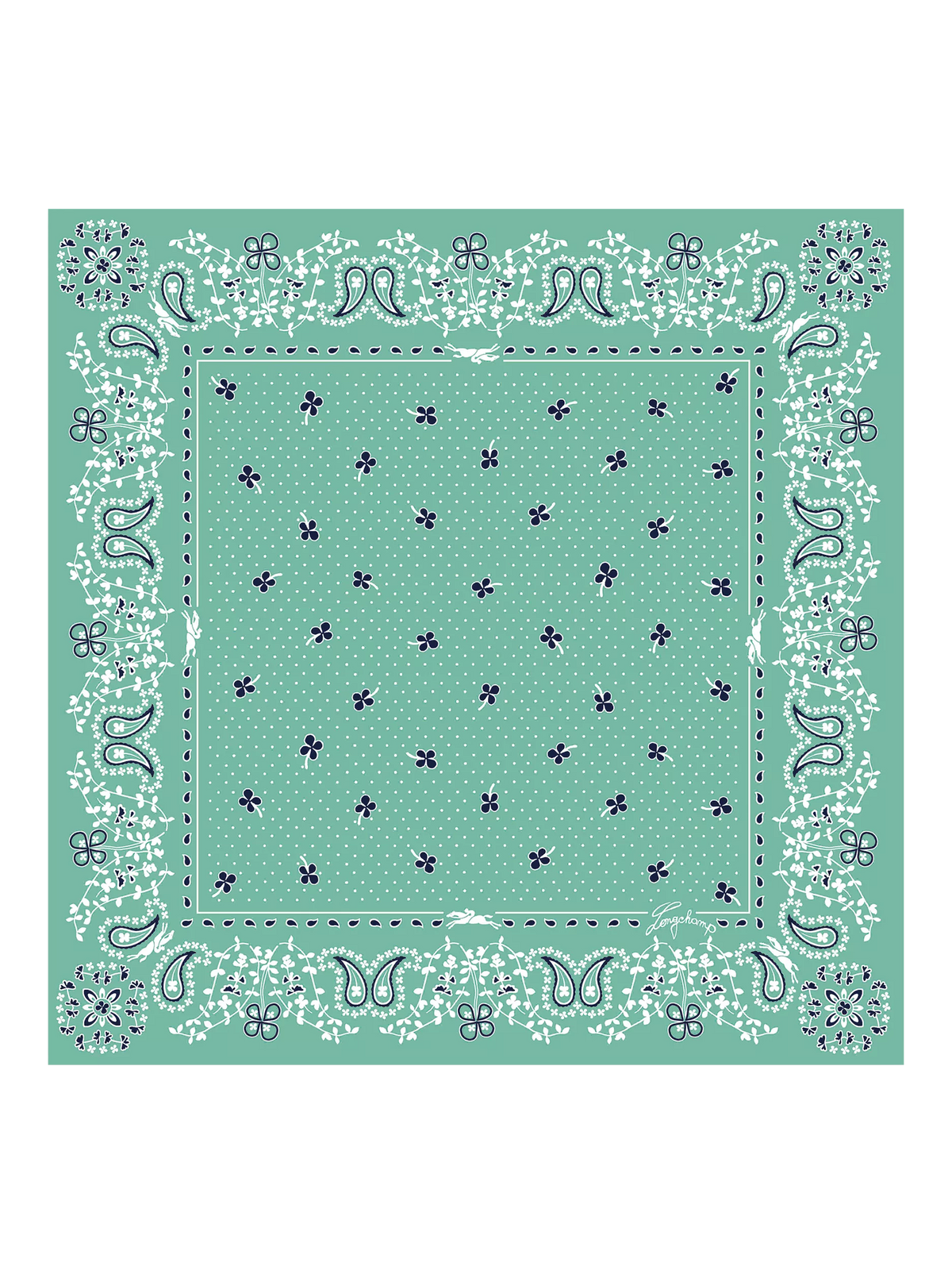Longchamp silk bandana scarf mint 50cm, imported from the UK