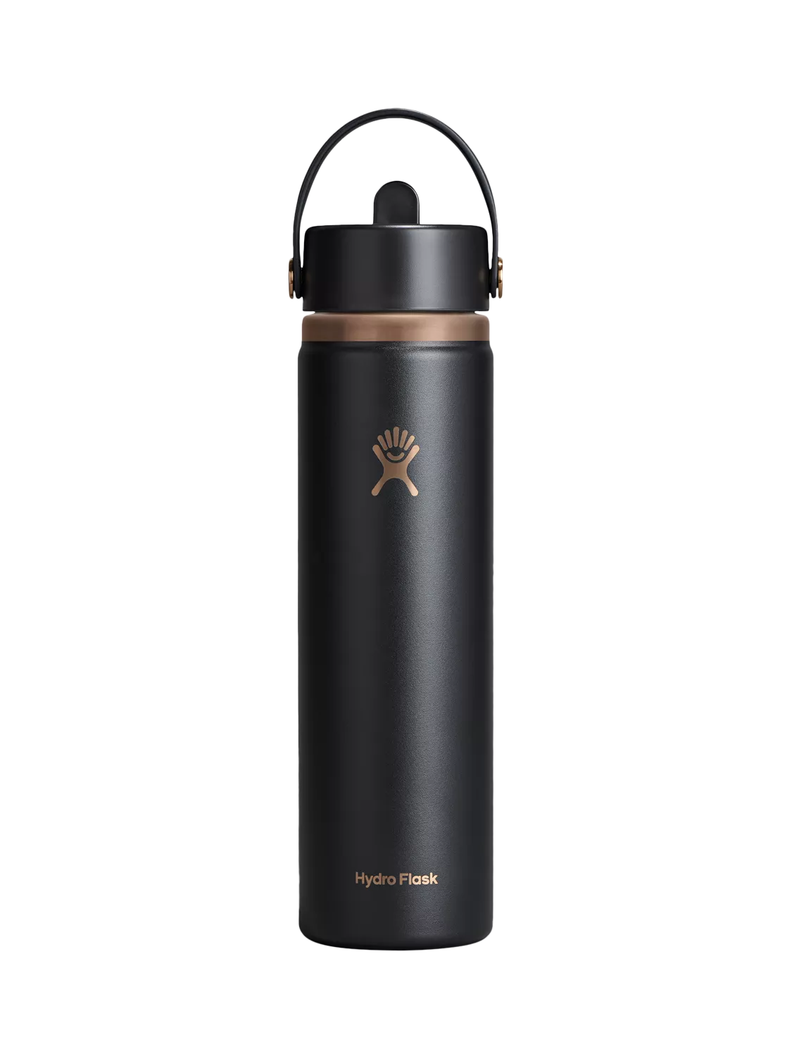 Hydro Flask Double Wall Vacuum Insulated Wide Mouth Flex Straw Cap Drinks Bottle, 709ml, Black