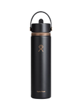 Hydro Flask Double Wall Vacuum Insulated Wide Mouth Flex Straw Cap Drinks Bottle, 709ml, Black