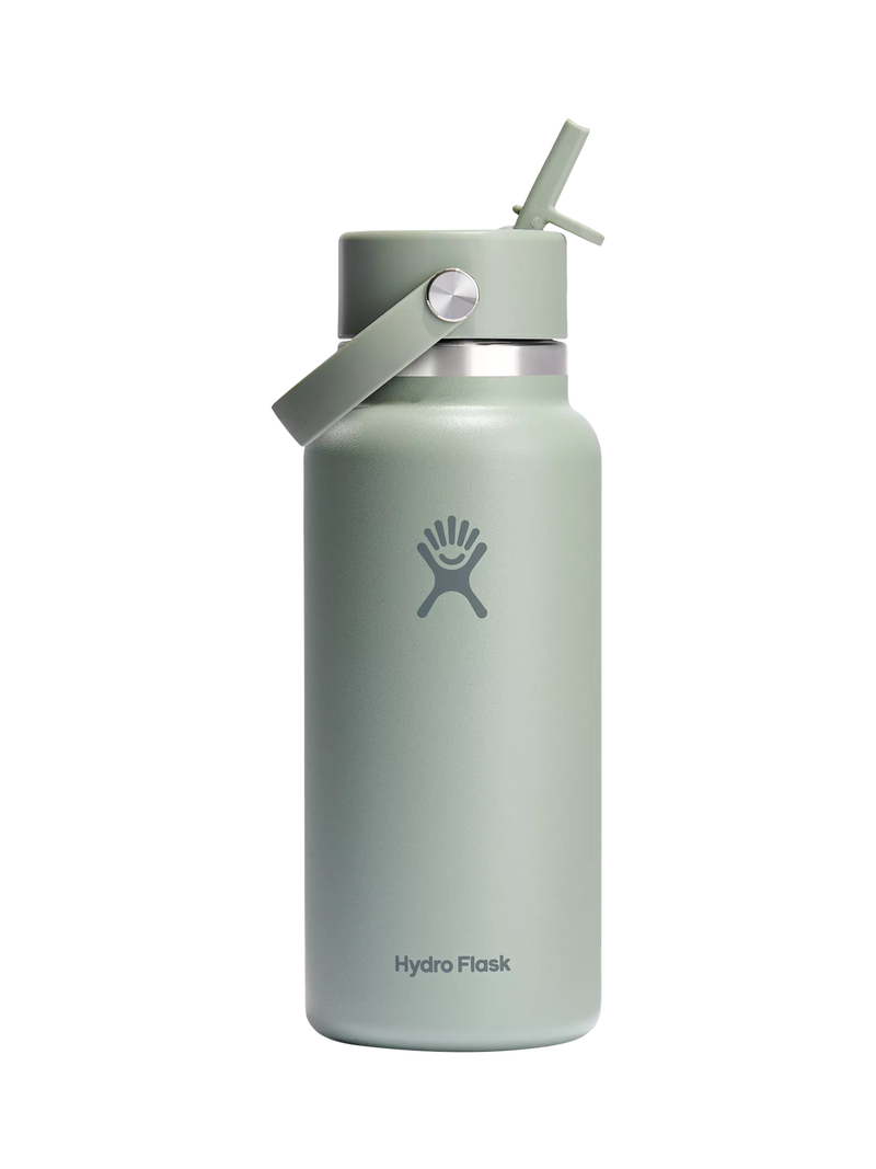 Hydro Flask doppelwandige Vakuumisolierung aus Edelstahl mit weiter Öffnung und Flip-Straw-Getränkeflasche, 946ml