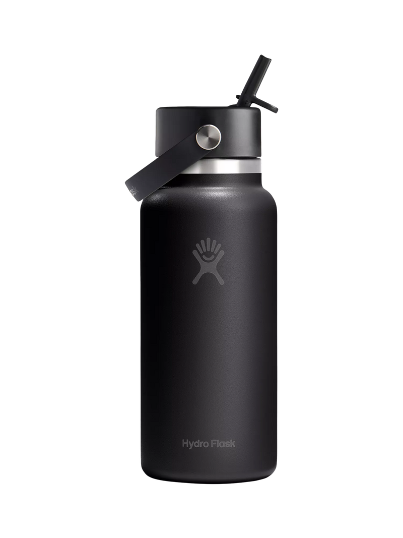 Hydro Flask doppelwandige Vakuumisolierung aus Edelstahl mit weiter Öffnung und Flip-Straw-Getränkeflasche, 946ml