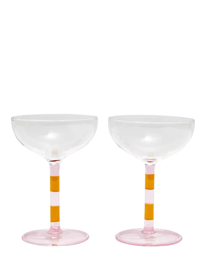 Fazeek stripe coupe cocktail glasses 140ml pair, imported from the UK