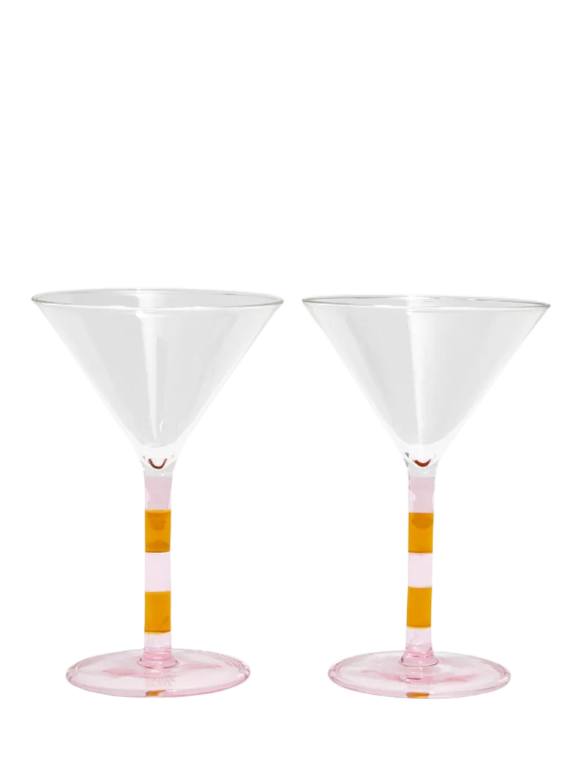 Fazeek stripe martini glasses set of 2 pink amber (British brand)