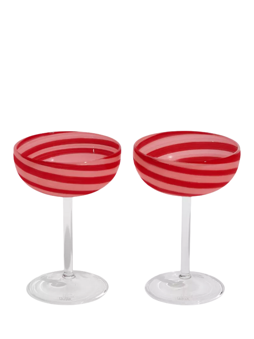 Fazeek swirl coupe cocktail glasses set of 2 red pink (British brand)