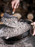 Kadai steel shovel and riddle with mango wood handle, UK version