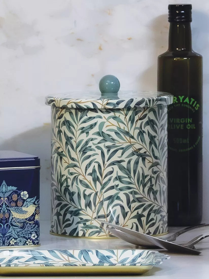William Morris Willow Boughs biscuit barrel blue 17cm, imported from the UK