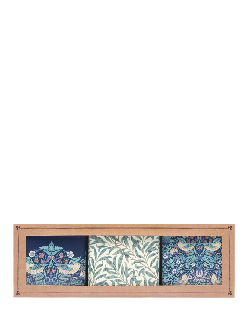 William Morris storage tin caddies set of 3 blue, UK version