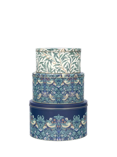 John Lewis William Morris Arts & Crafts Strawberry Thief & Willow Boughs Round Cake Tins Set of 3 Blue- Buy online at McGrocer