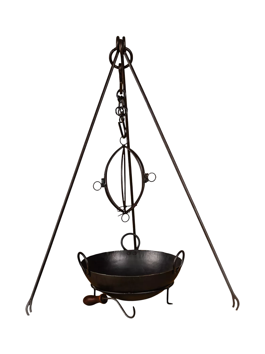 Kadai Cooking Tripod with bowl and roaster, BBQ tripod - British product