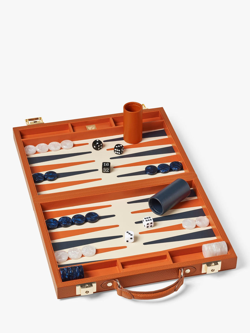 Aspinal of London leather backgammon set 13-inch, UK version