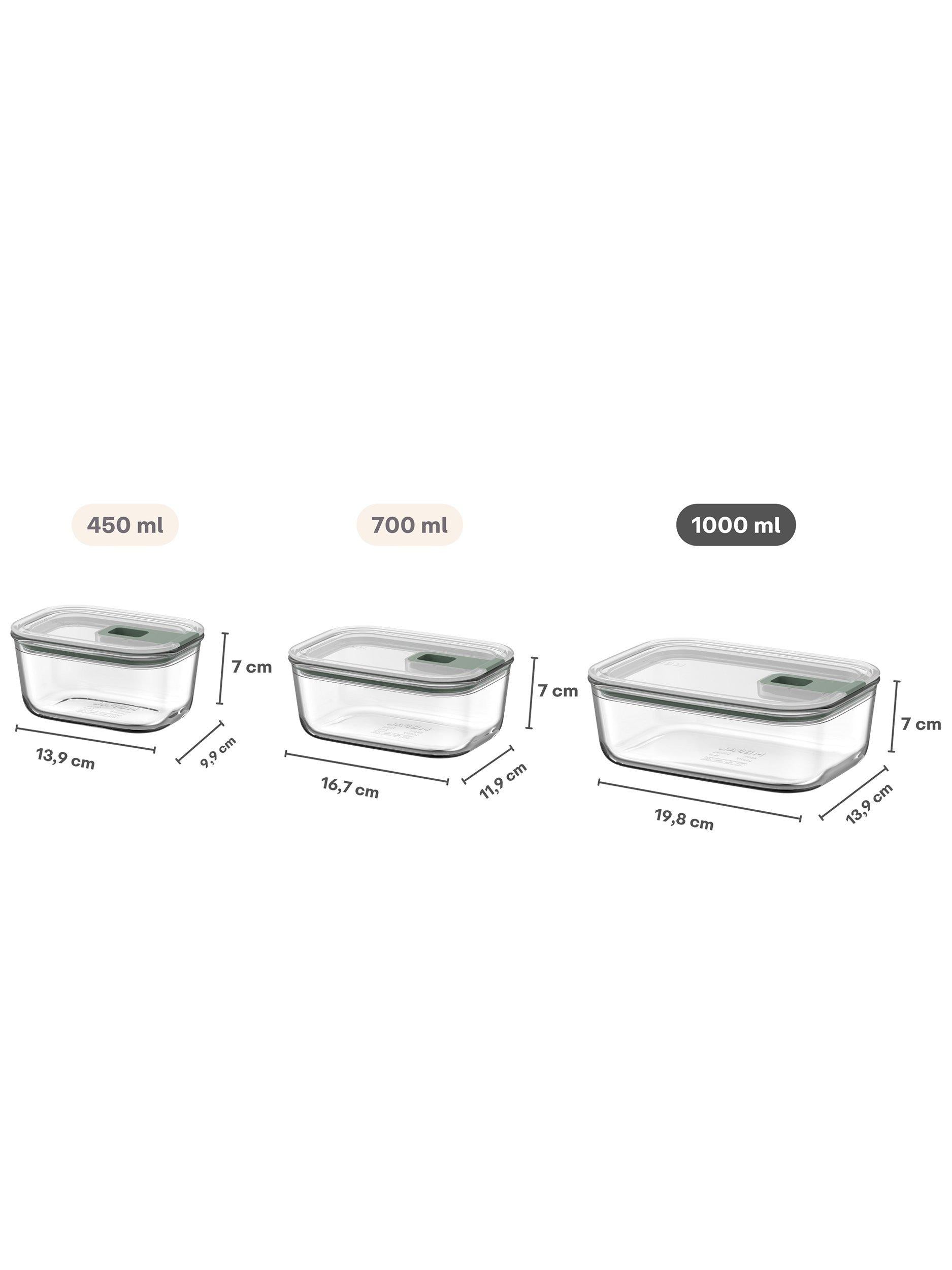 Mepal EasyClip glass storage container Nordic Sage 1L - British product