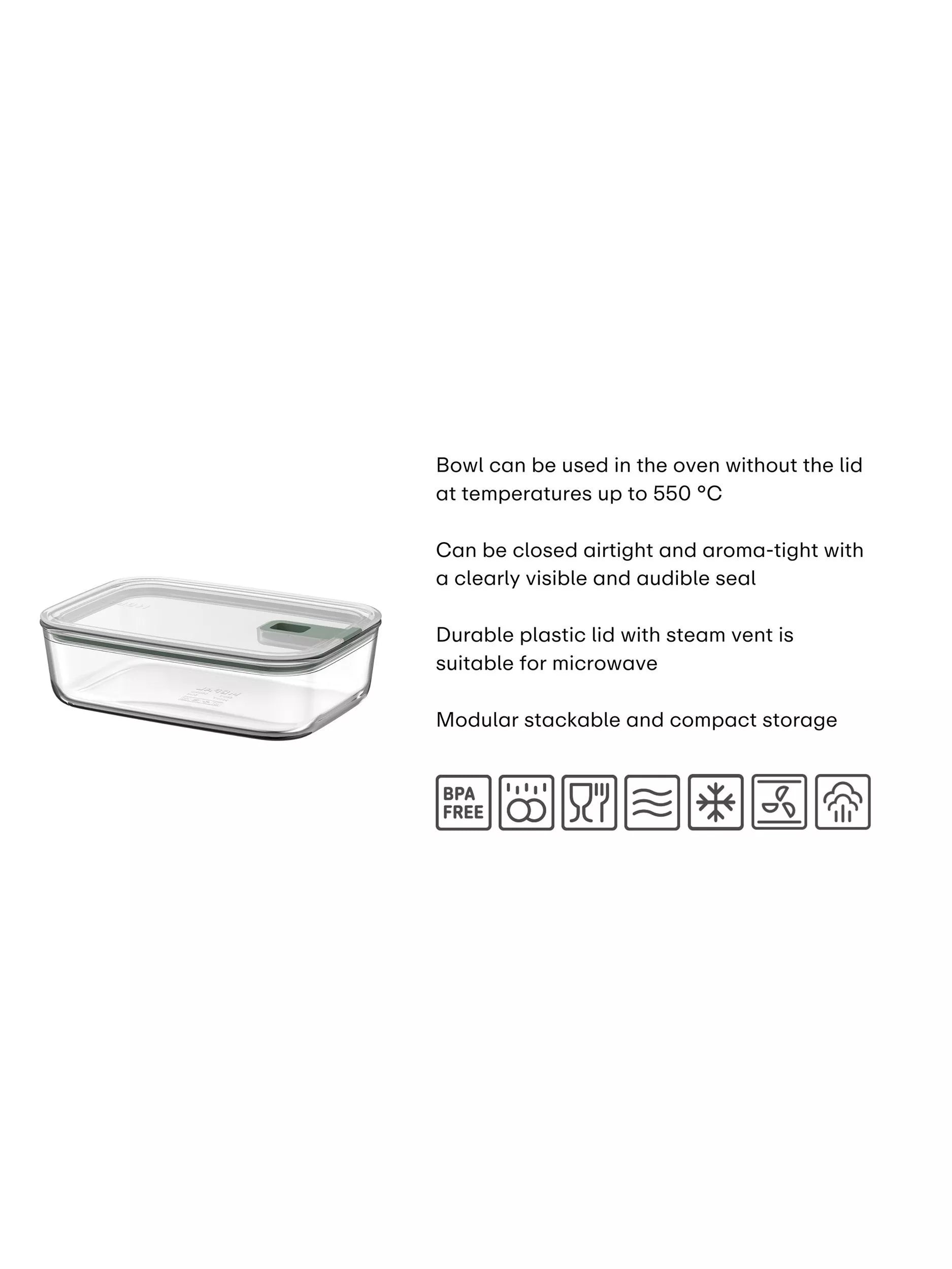 Mepal EasyClip oven safe glass storage container 1.5L - British product