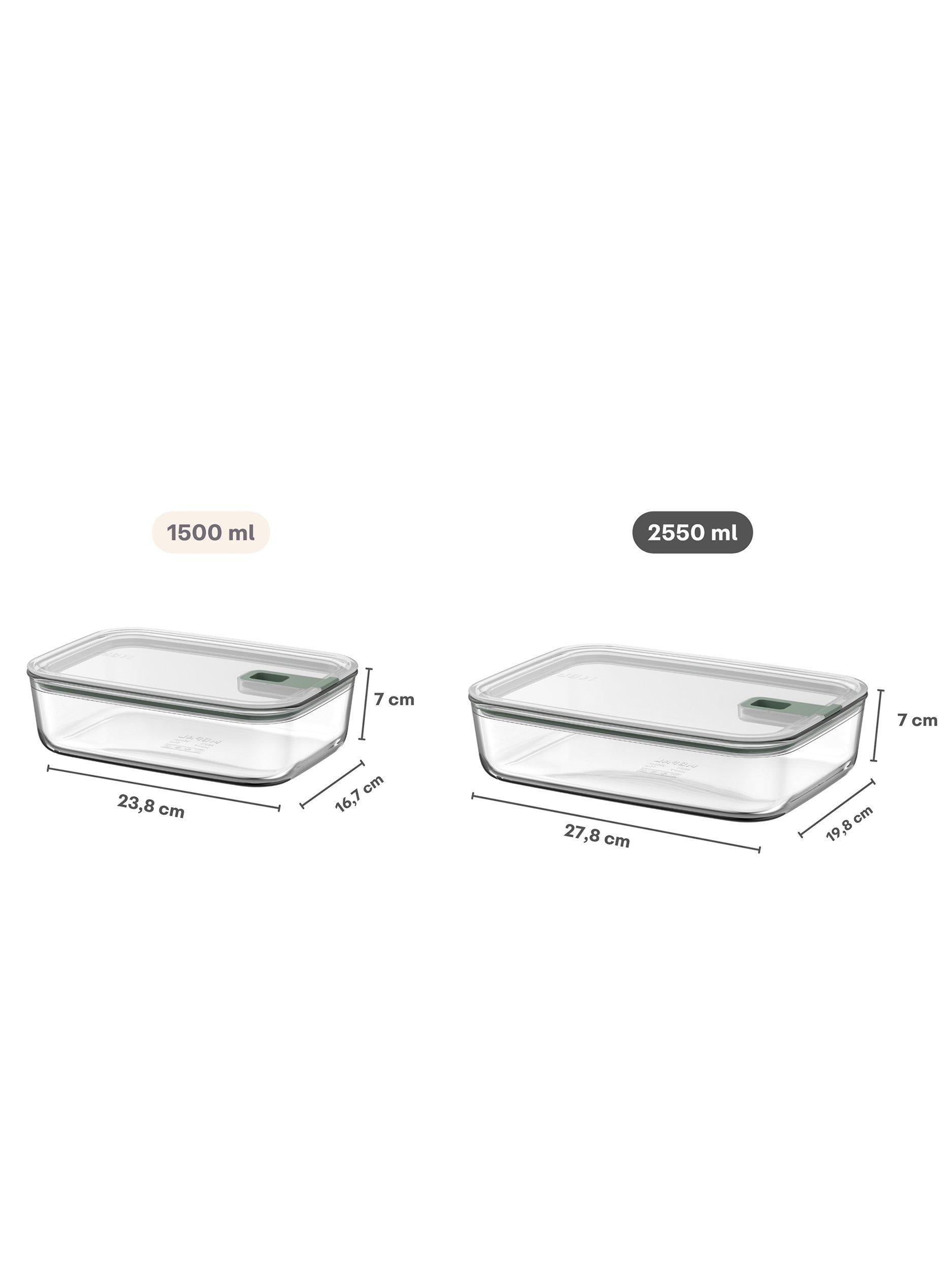Mepal EasyClip glass storage container 2.25L Nordic Sage, imported from the UK