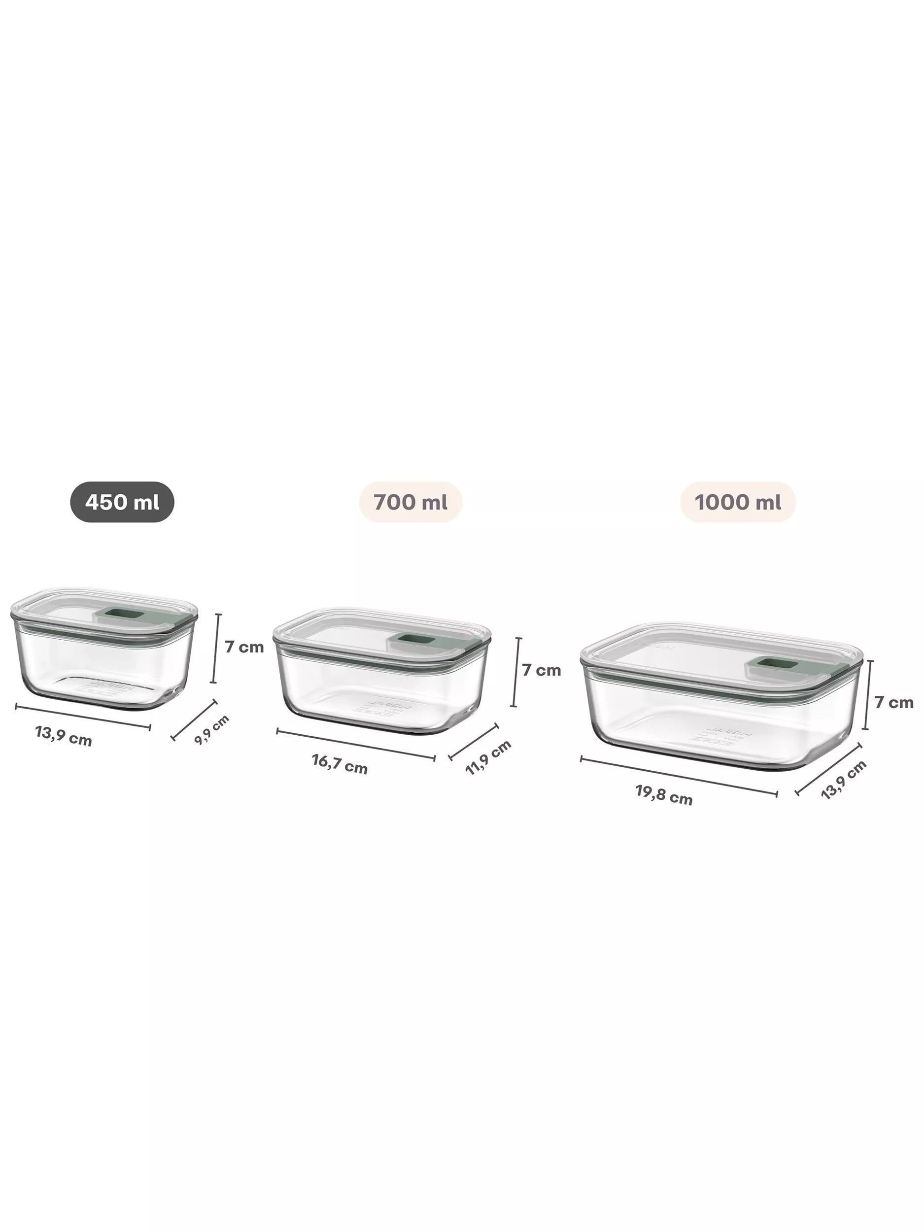 Mepal glass storage container 450ml Nordic Sage, UK version