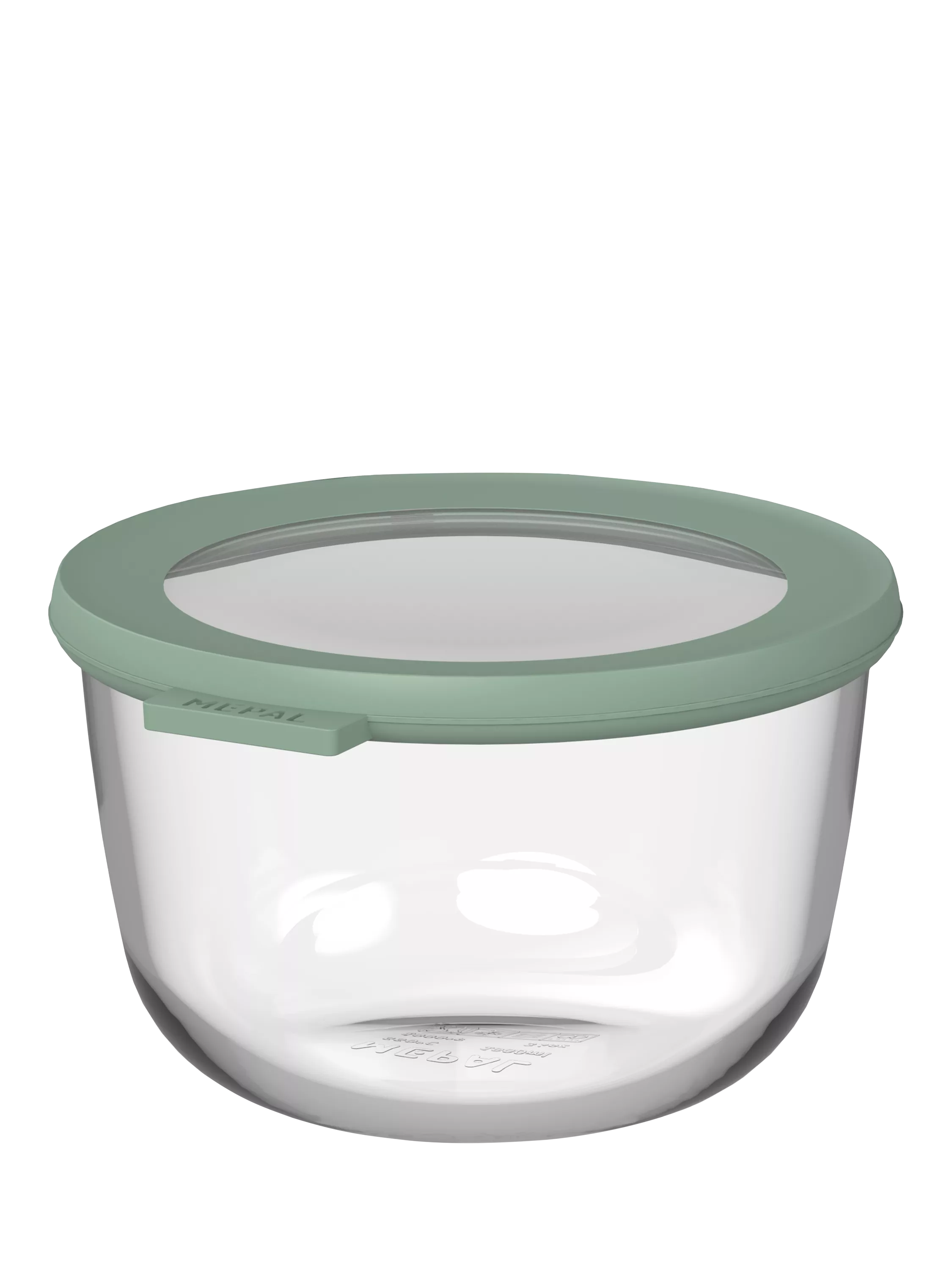 Mepal Cirqula round glass food storage container 1L Nordic Sage, imported from the UK