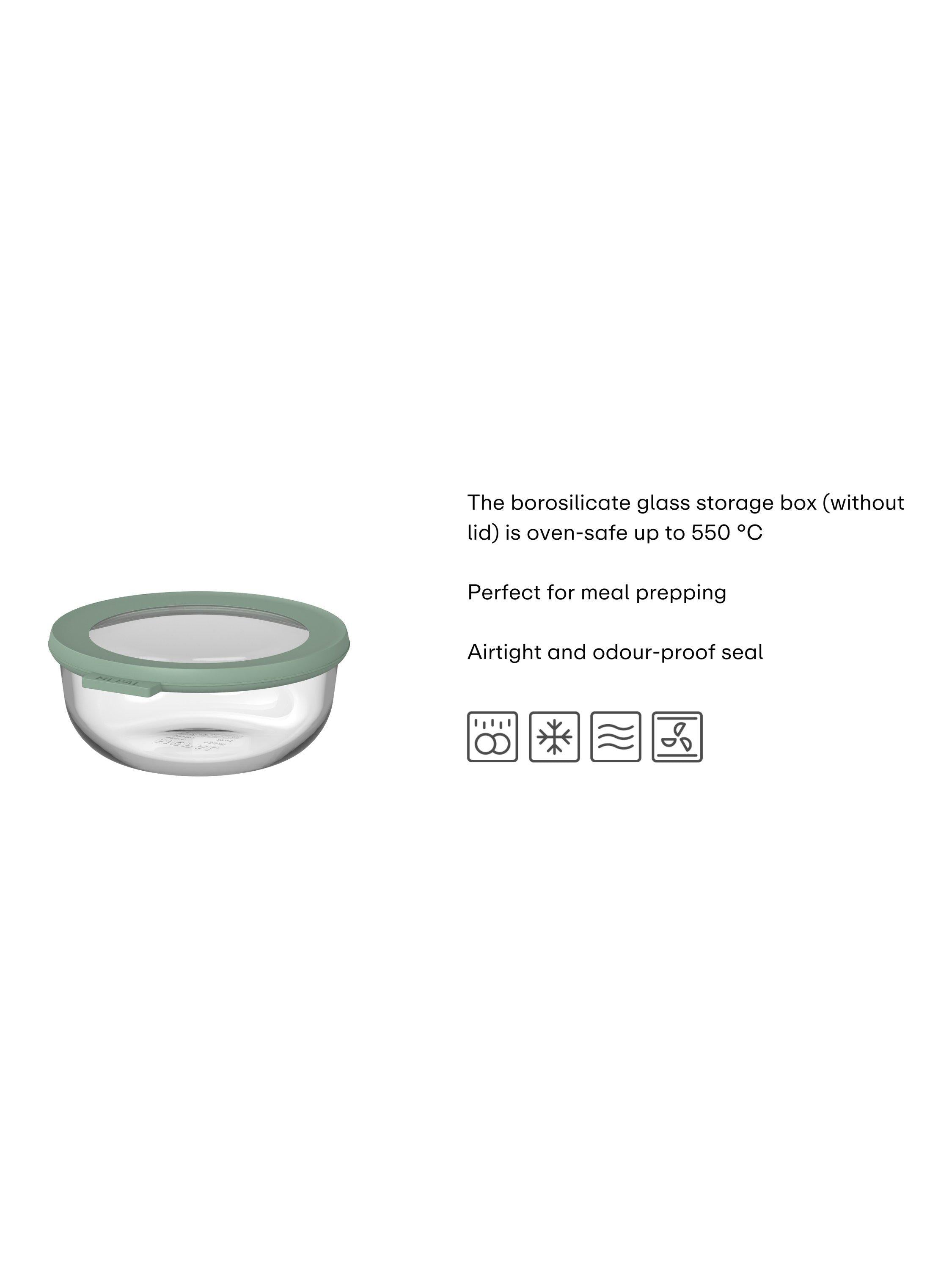 Mepal glass food storage container Nordic Sage 1.25L, imported from the UK
