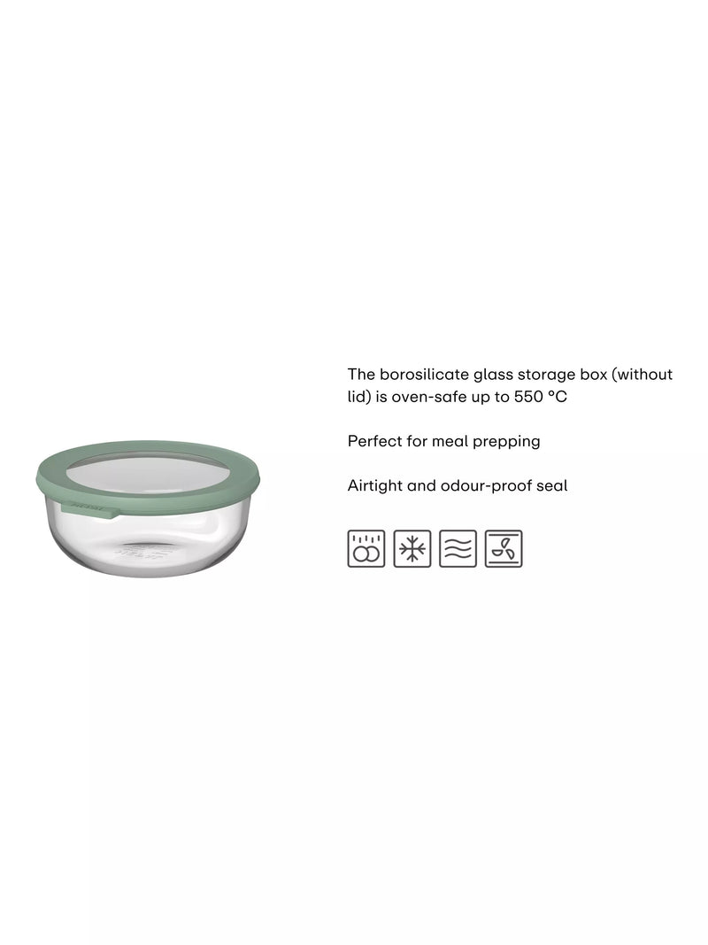 Mepal glass food storage container round Nordic Sage 350ml - British product