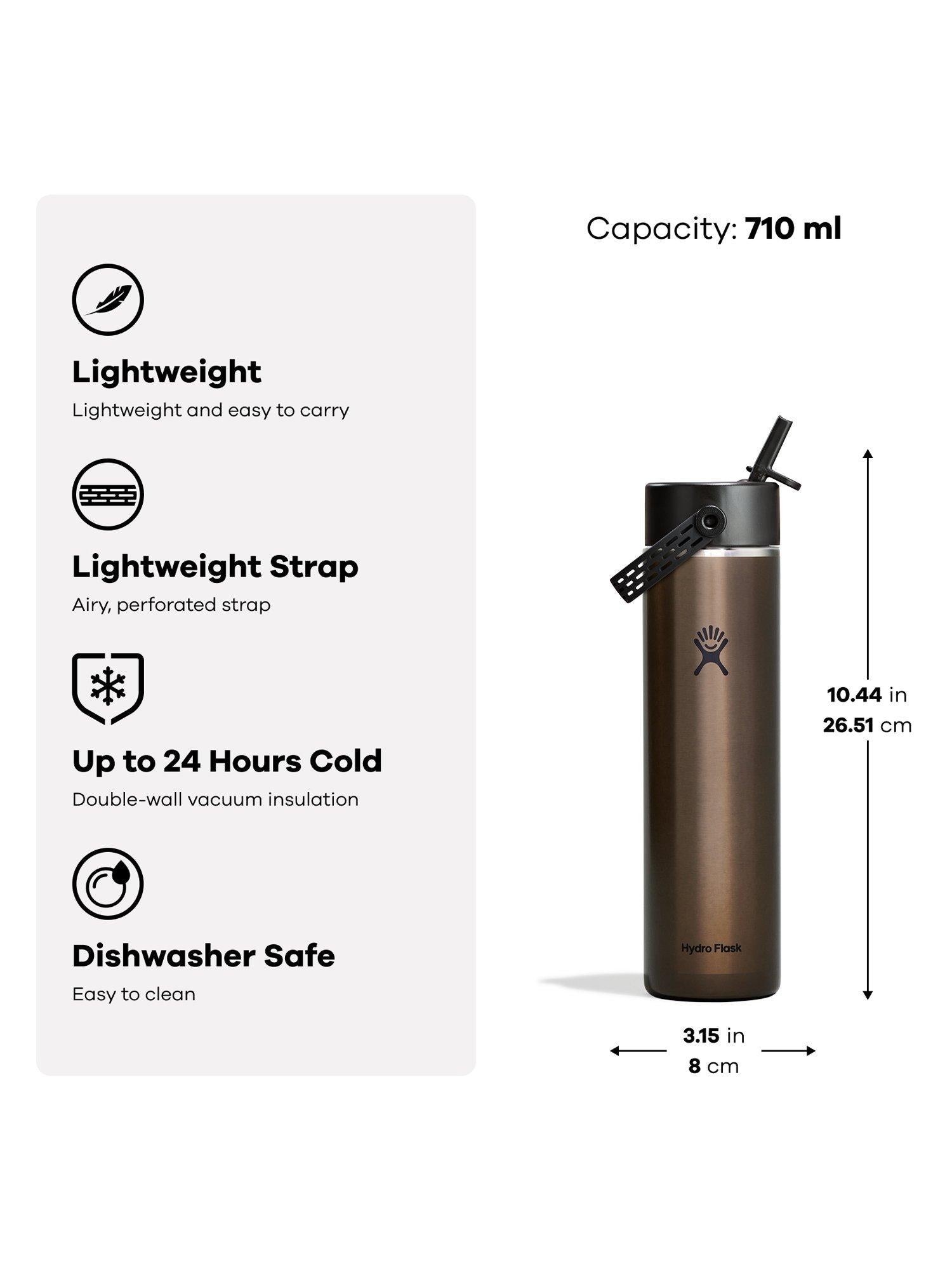 Hydro Flask 709ml vacuum insulated water bottle with straw cap (British brand)