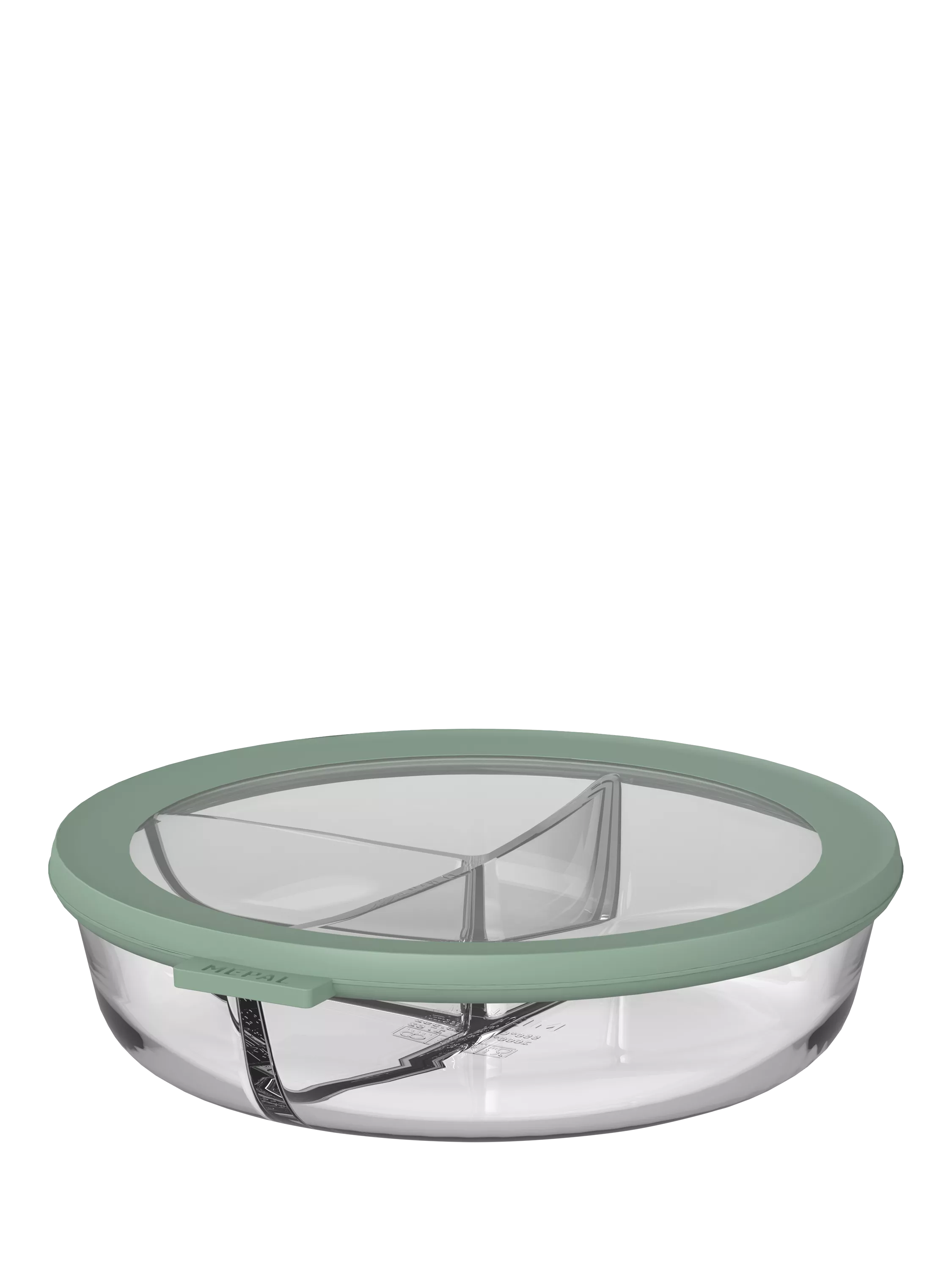 Mepal Cirqula glass meal tray Nordic Sage three compartments (British brand)