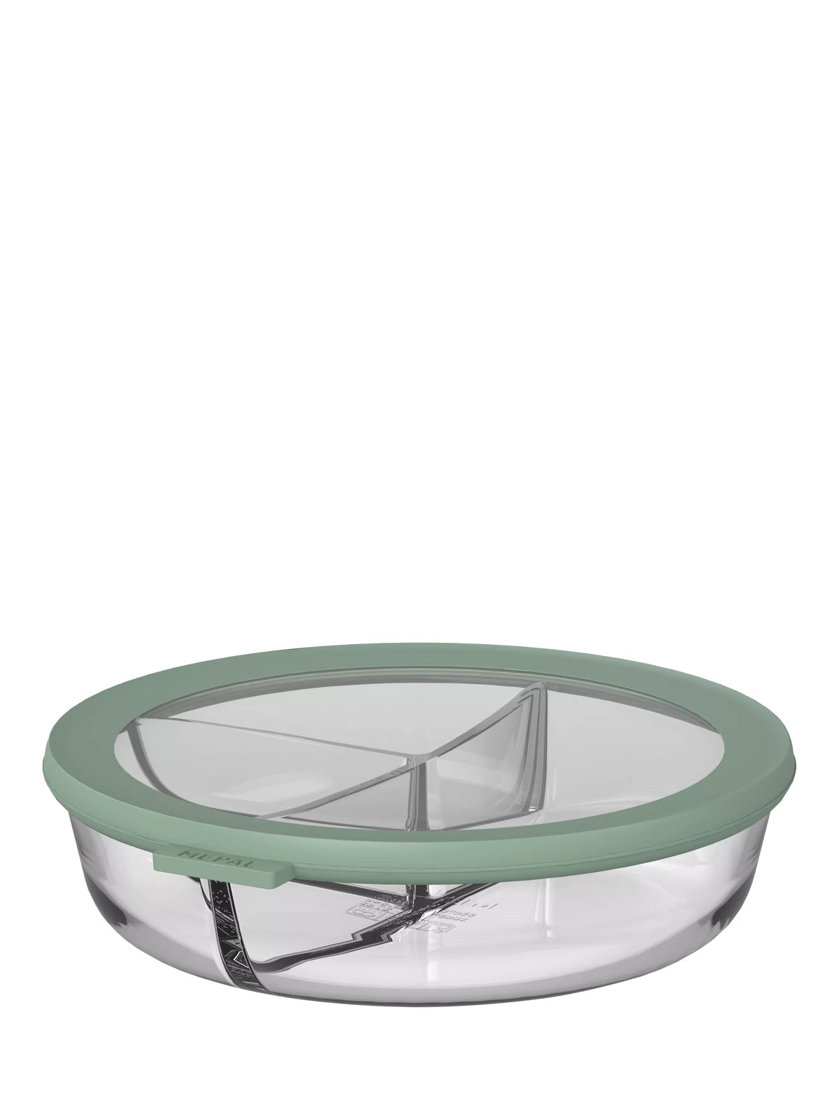 Mepal Cirqula glass meal tray Nordic Sage three compartments (British brand)