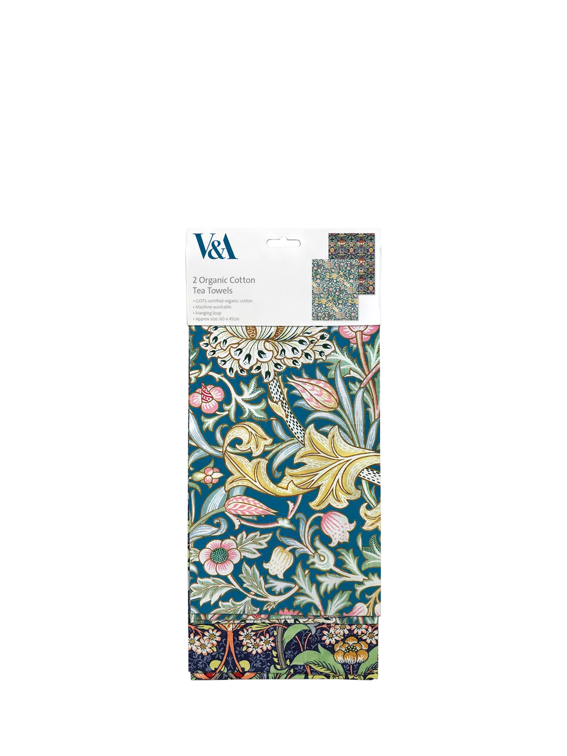 Museums & Galleries V&A tea towel set, imported from the UK