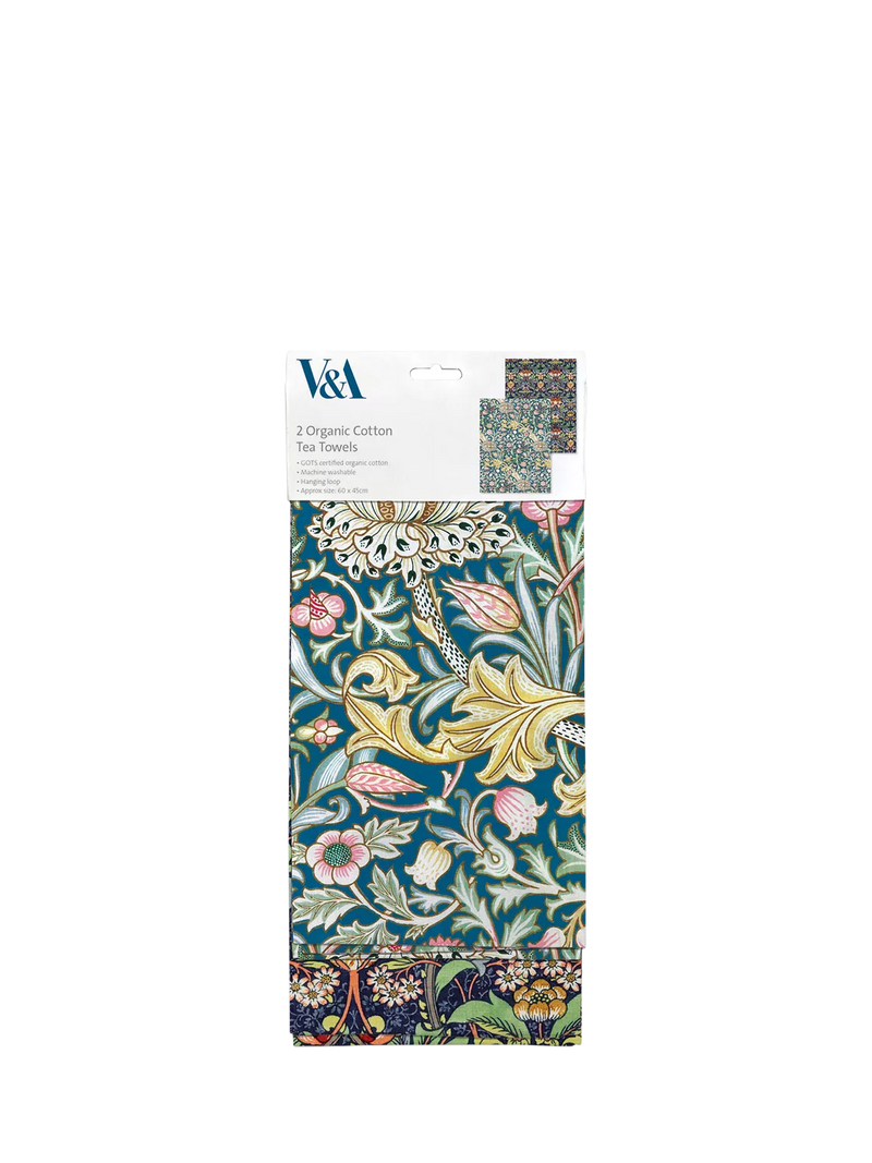 Museums & Galleries V&A tea towel set, imported from the UK