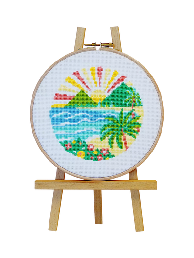 John Lewis Caterpillar Cross Stitch Coastal Peaks Cross Stitch Kit (13x13cm)- Buy online at McGrocer