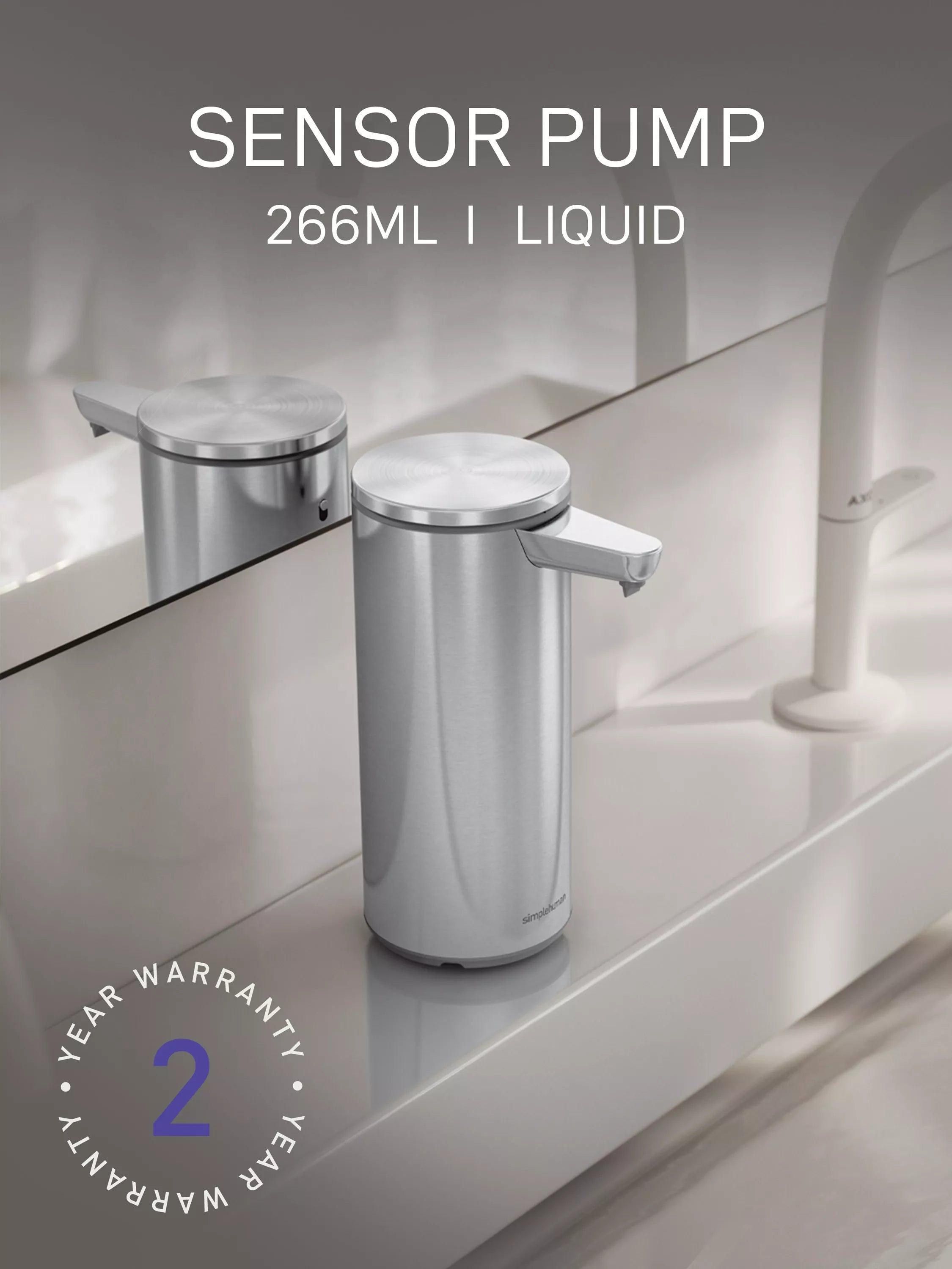 Simplehuman sensor soap dispenser stainless steel 266ml, UK version