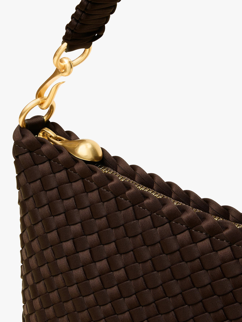 NAGHEDI woven half moon shoulder bag, imported from the UK