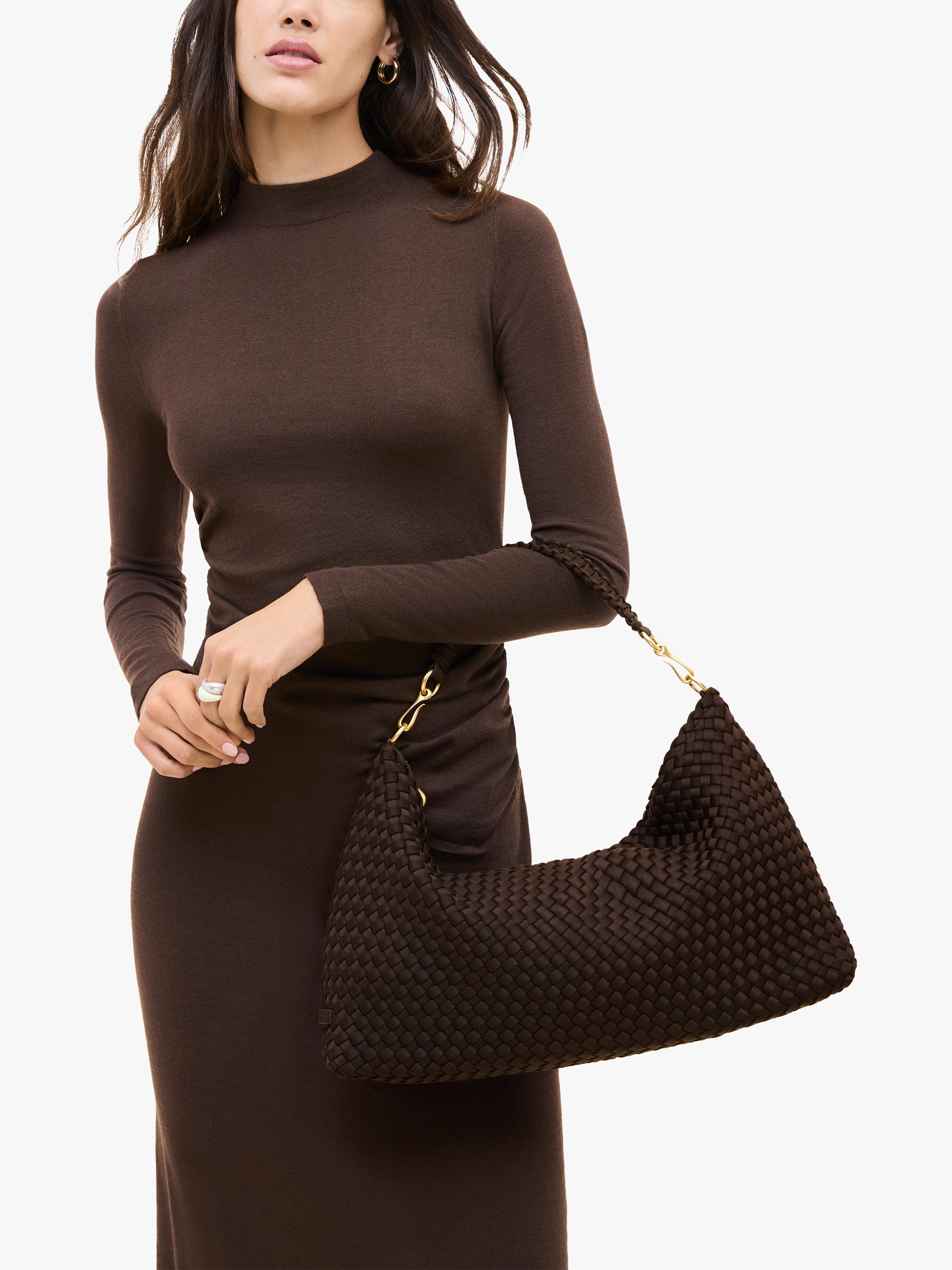 NAGHEDI woven half moon shoulder bag, imported from the UK