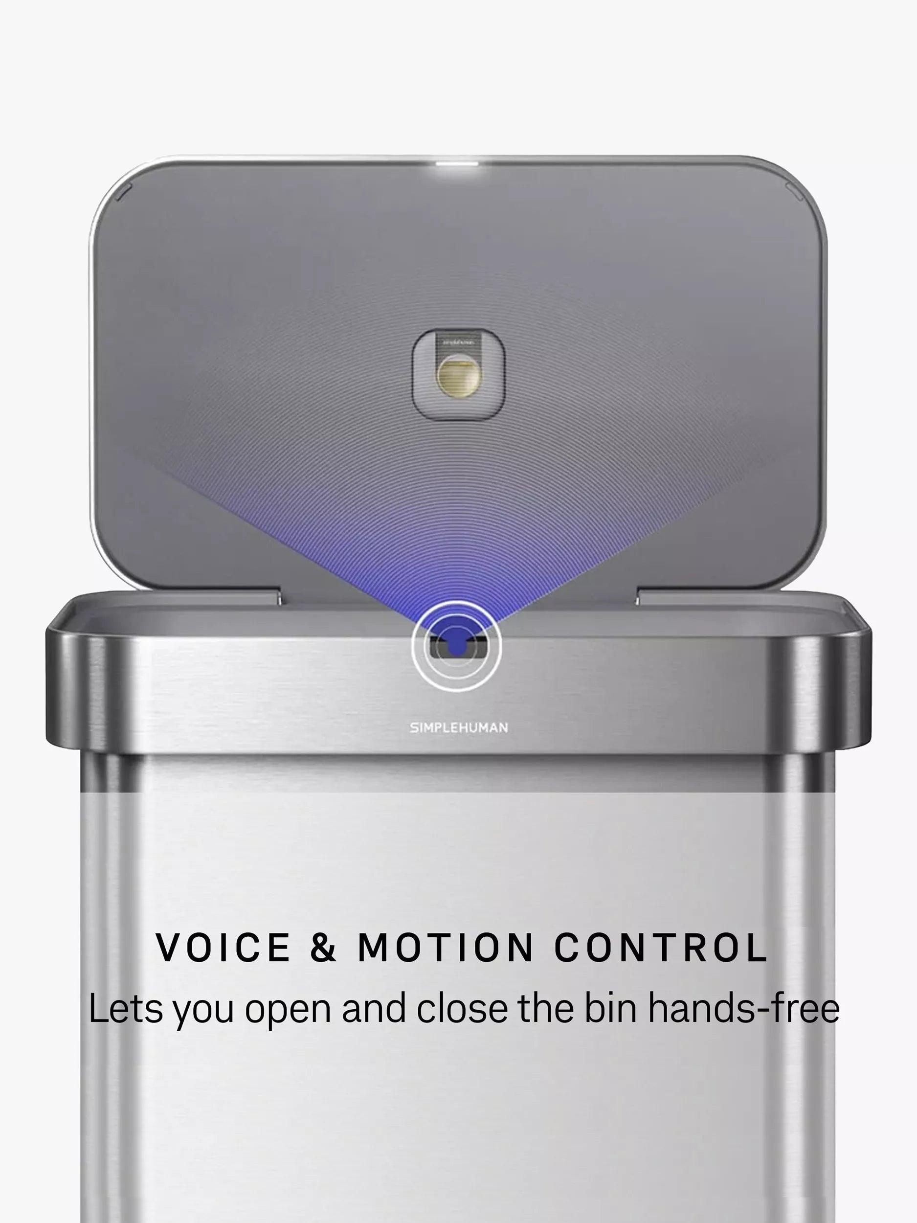 Simplehuman rectangular sensor bin 58L stainless steel, UK version