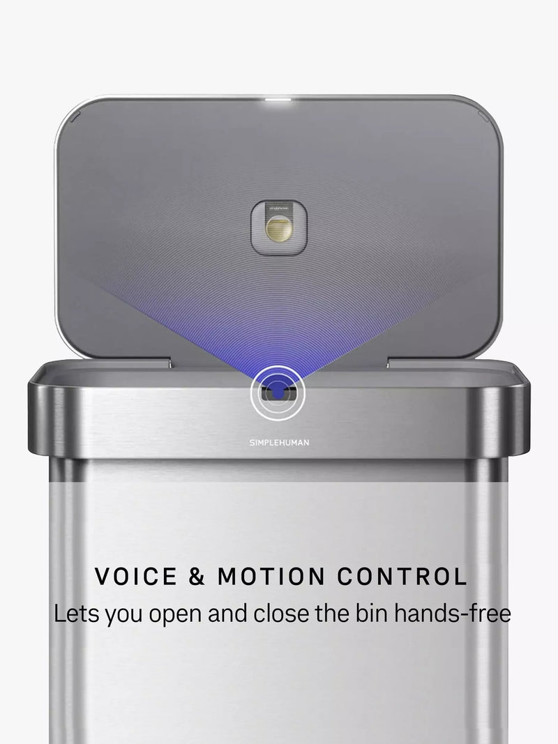 Simplehuman rectangular sensor bin 58L stainless steel, UK version