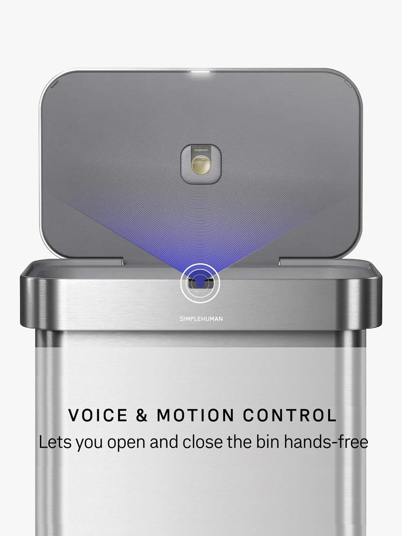 Simplehuman rectangular sensor bin 58L stainless steel, UK version