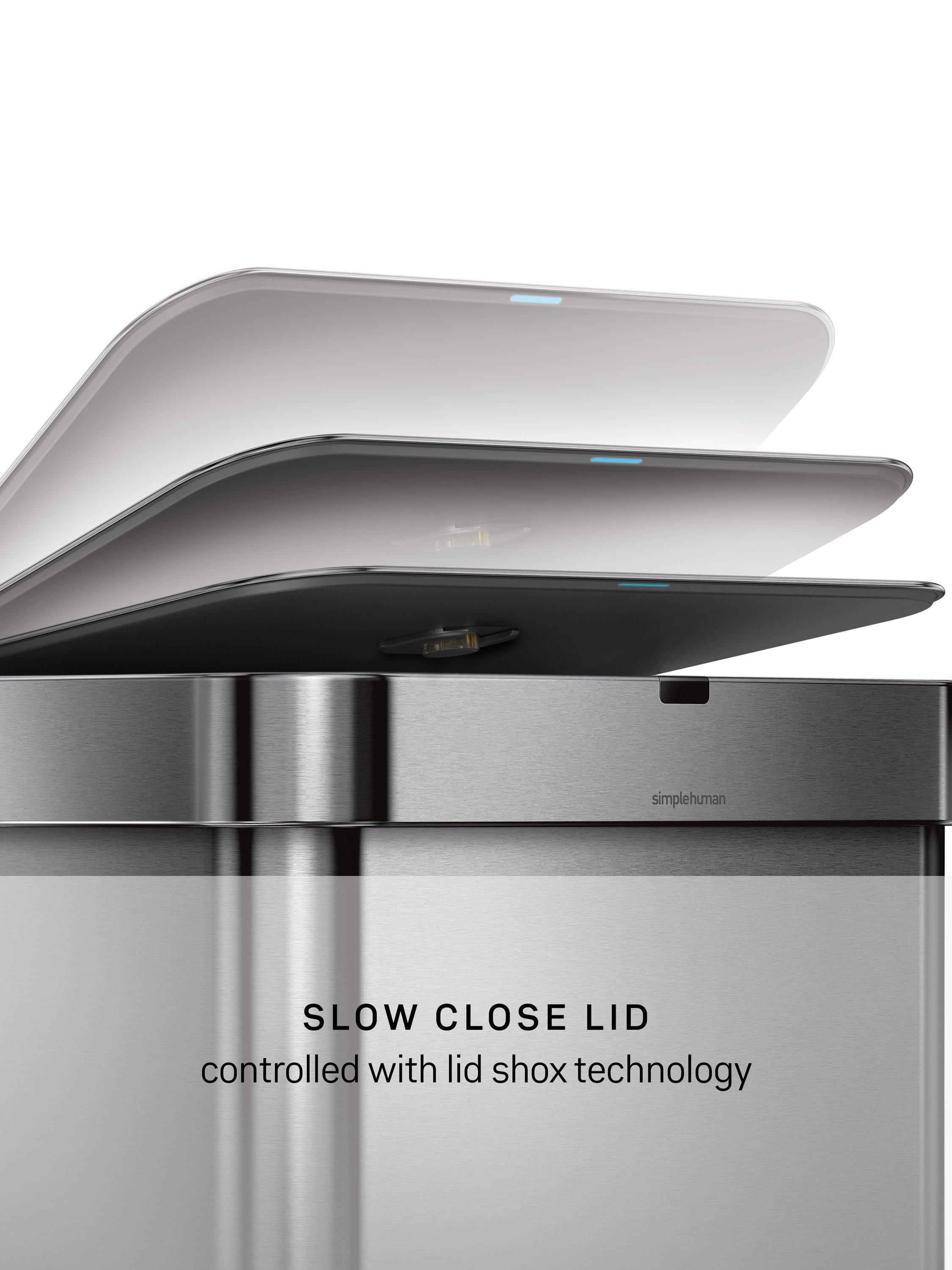 Simplehuman rectangular sensor bin 58L stainless steel, UK version