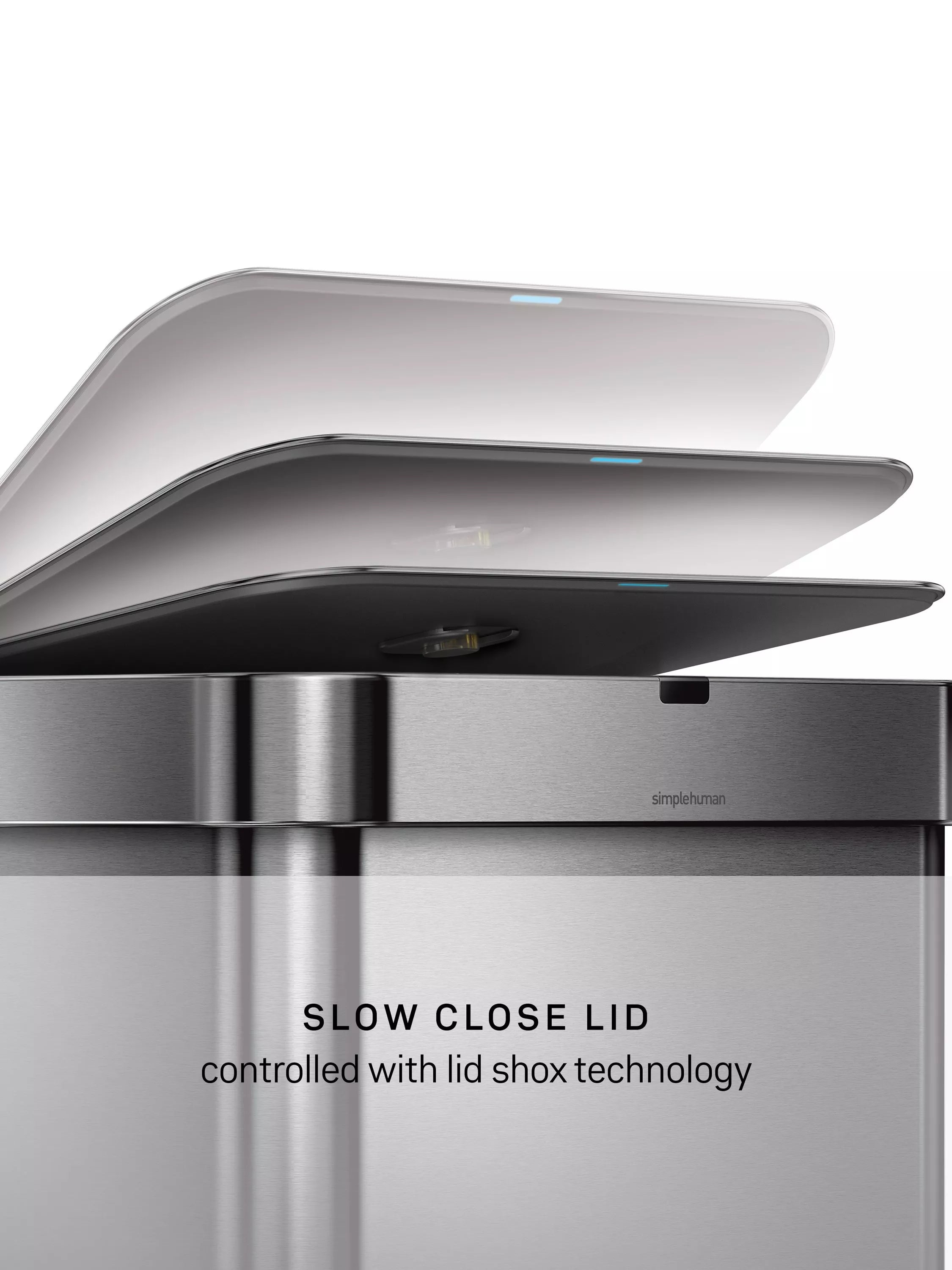 Simplehuman rectangular sensor bin 58L stainless steel, UK version