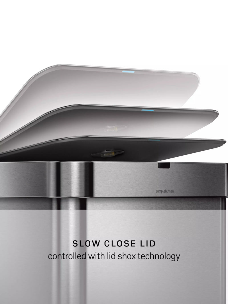 Simplehuman rectangular sensor bin 58L stainless steel, UK version