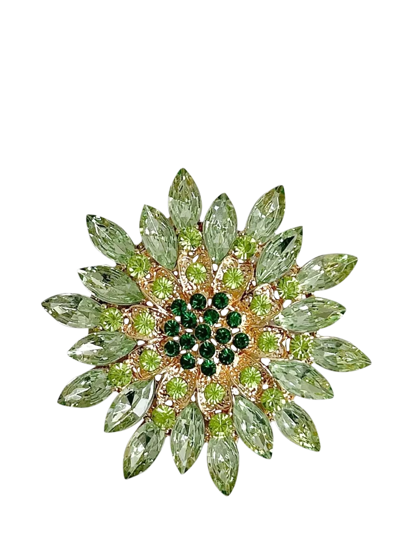 QueenMee green flower brooch 5cm - British product