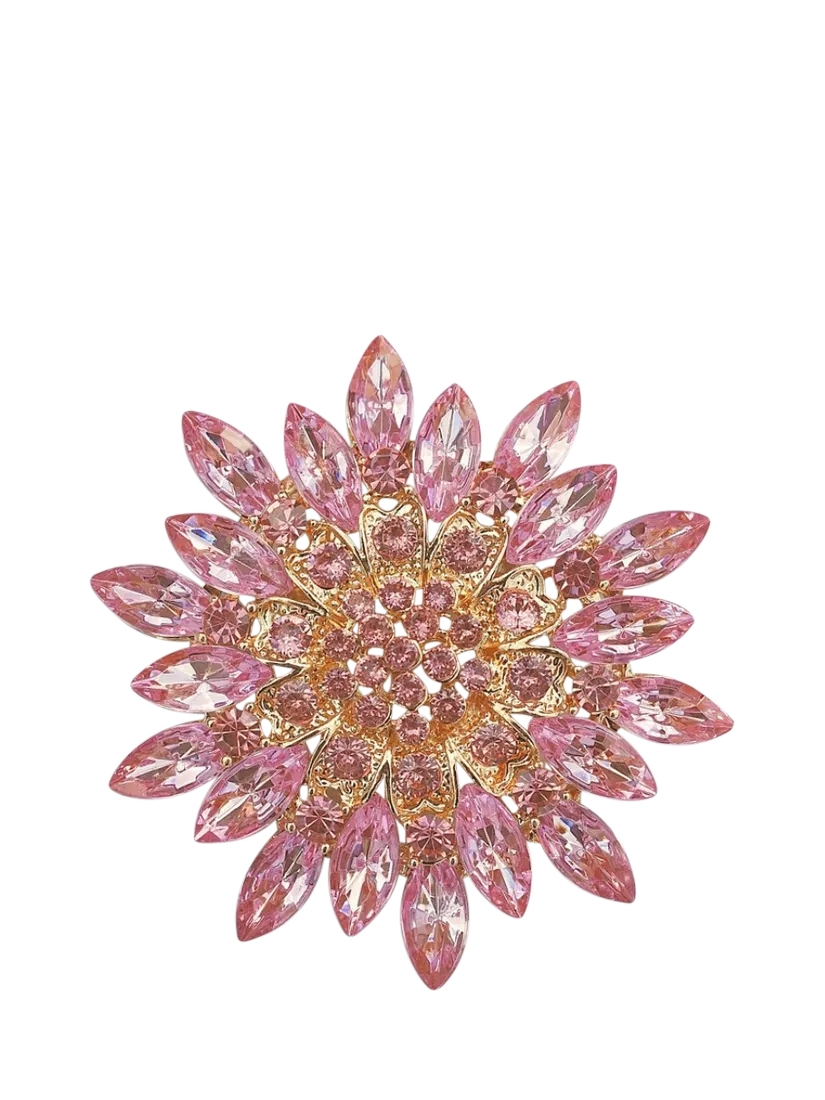 QueenMee pink flower brooch 5cm, UK version