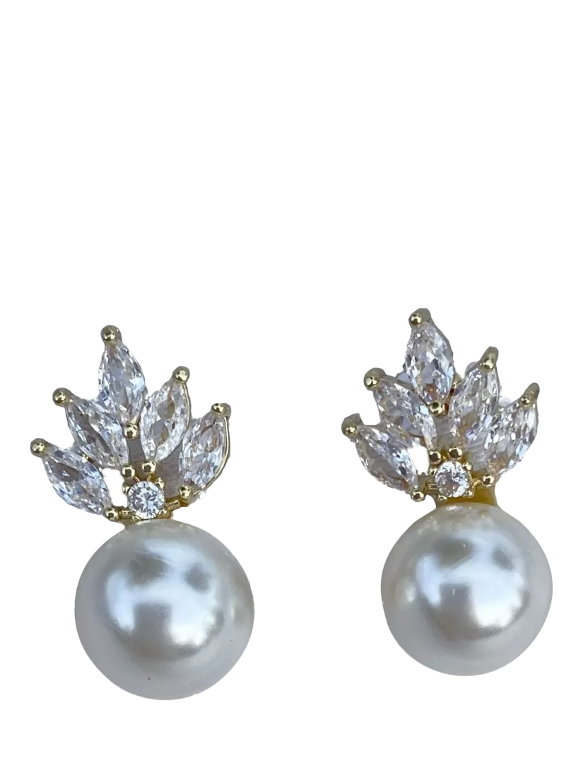QueenMee gold faux pearl drop earrings H1.5cm, UK version