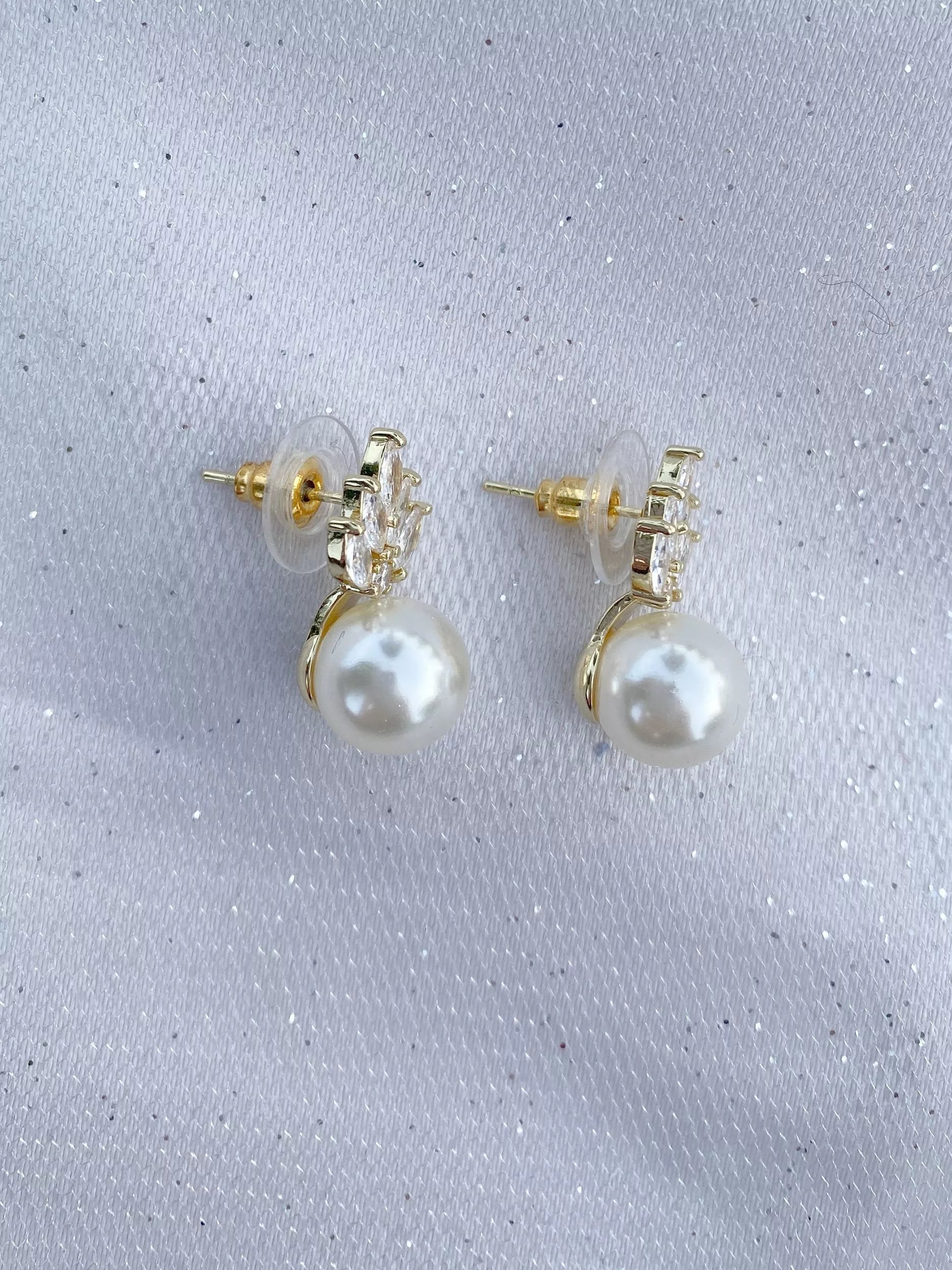 QueenMee gold faux pearl drop earrings H1.5cm, UK version