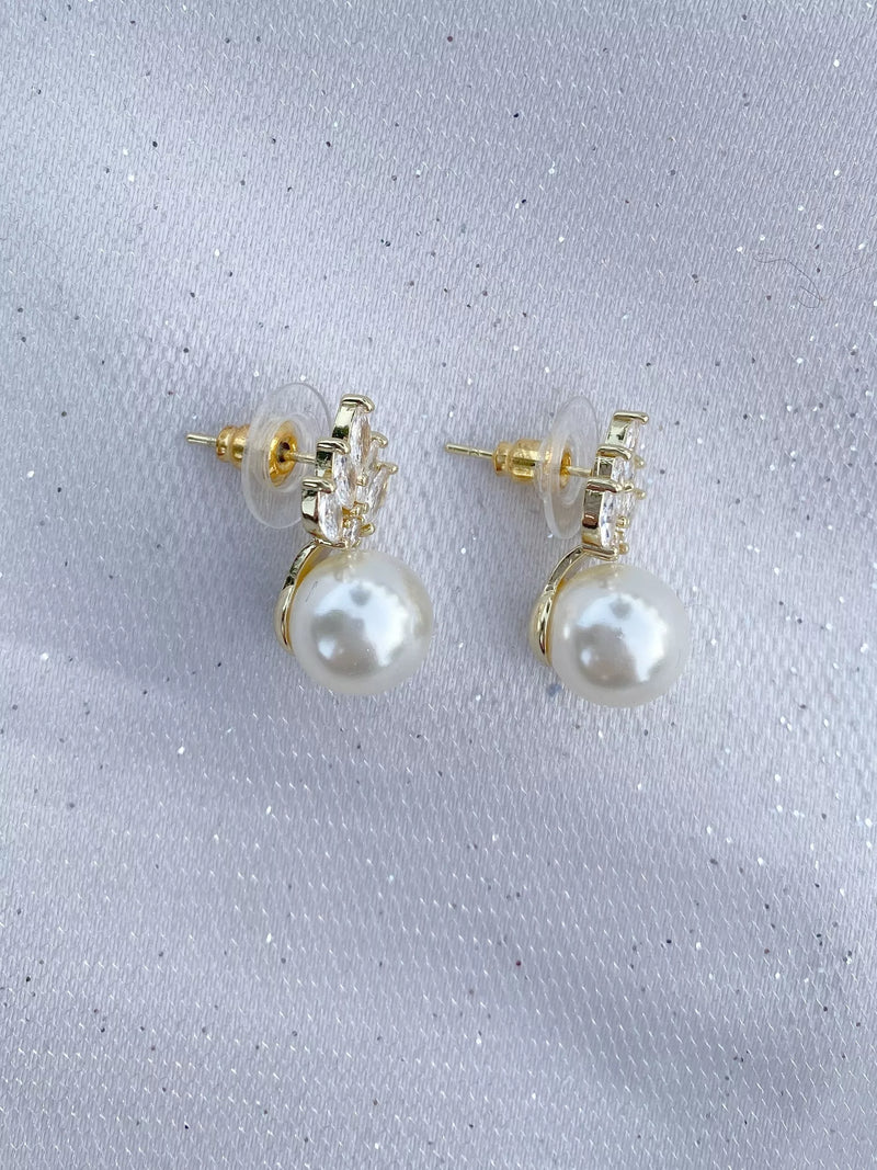 QueenMee gold faux pearl drop earrings H1.5cm, UK version