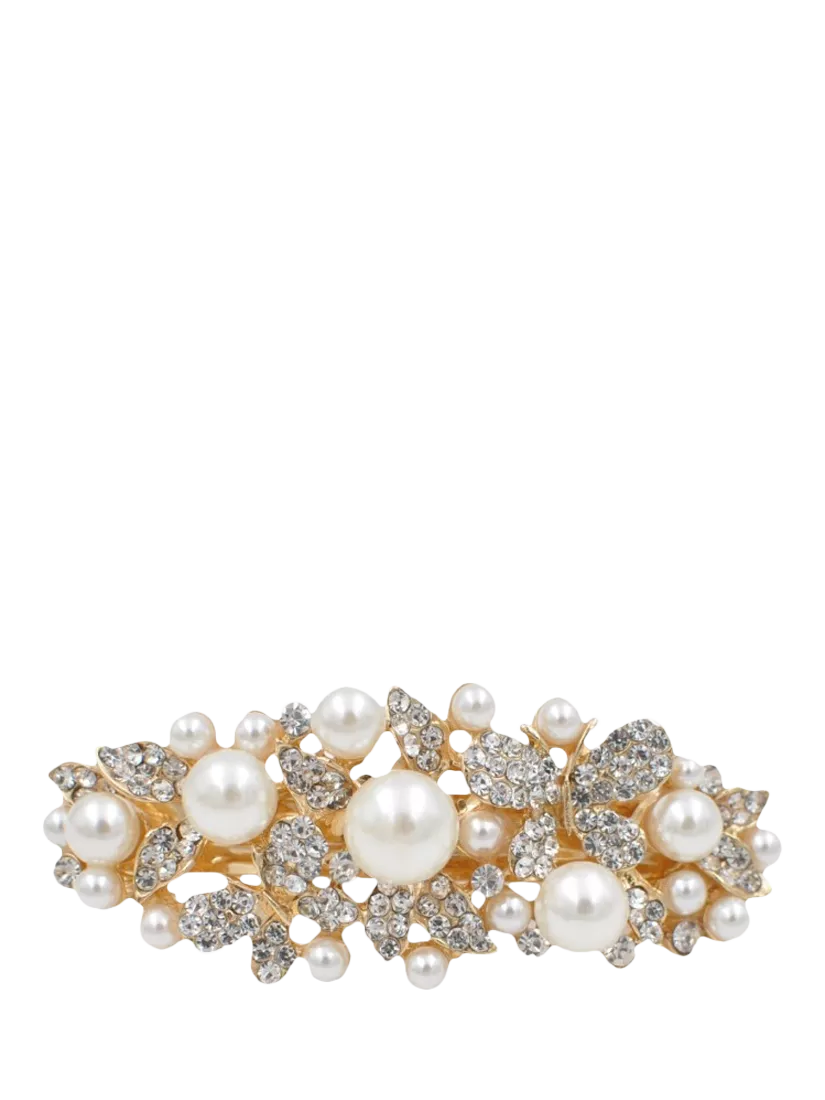 QueenMee embellished butterfly hair clip crystal gold, UK version