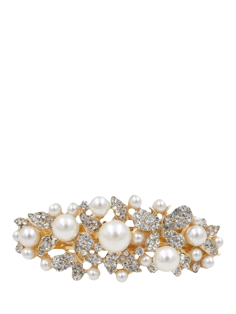 QueenMee embellished butterfly hair clip crystal gold, UK version