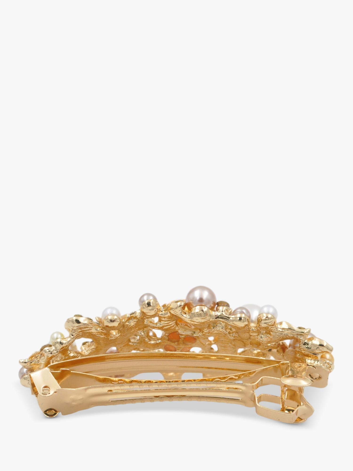 QueenMee embellished butterfly hair clip crystal gold, UK version