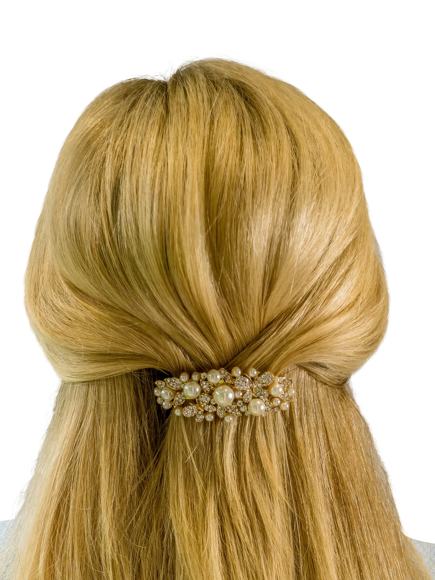 QueenMee embellished butterfly hair clip crystal gold, UK version
