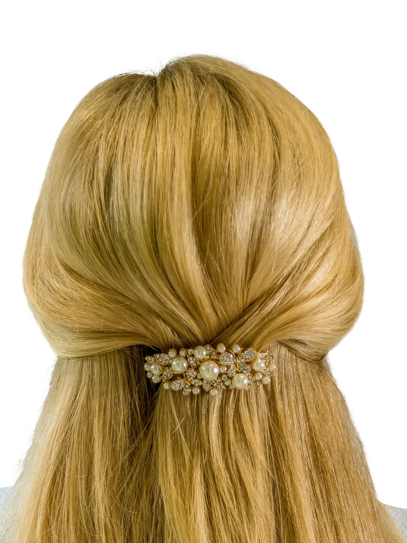 QueenMee embellished butterfly hair clip crystal gold, UK version