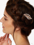 QueenMee leaf pearl diamante hair clip rose gold - British product