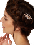 QueenMee leaf pearl diamante hair clip rose gold - British product